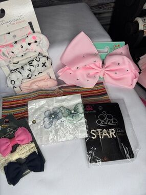 Girls Hair Accessories Lot Bows Headbands Clips Mixed Bundle